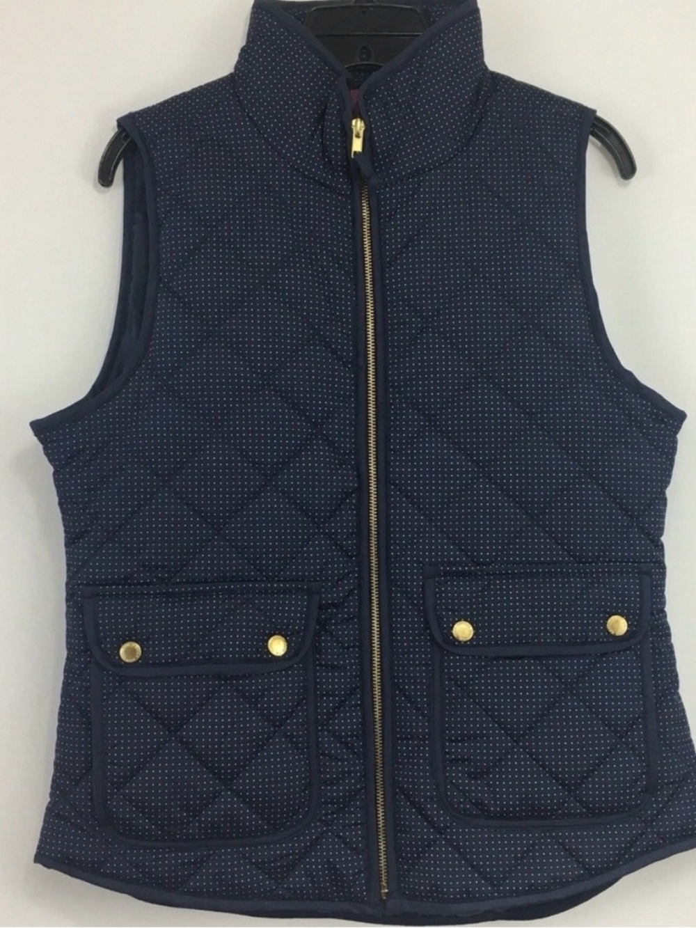 Savile Row Company Blue Quilted mini Polka Dot Puffer Vest Women’s Size M EUC
